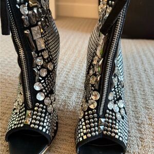Embellished Black and Silver Women's Shoes